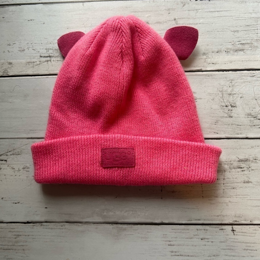 UGG, pink beanie with adorable ears one size